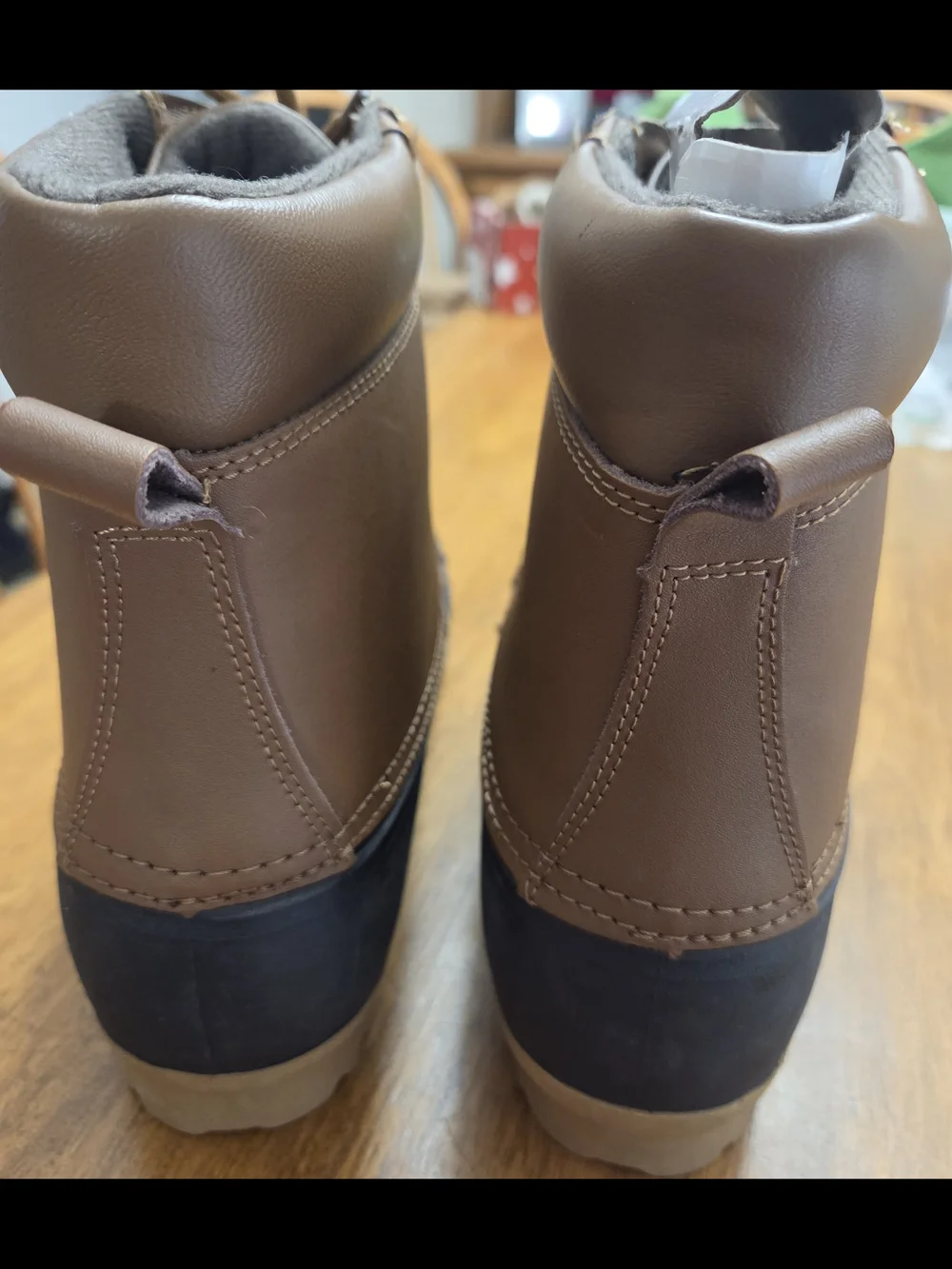 NEW- Men's Brown and Gray Waterproof Lace-Up Rain & Snow Boots Size 13